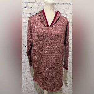 Nautica Womens Long Red/pink Long Sleeve Warm Hooded Sweatshirt With Pockets M